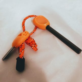 Survival Fire steel with whistle and compass on lanyard