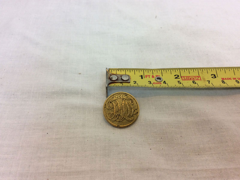Royal company of Archers - uniform button with raised calligraphy writing