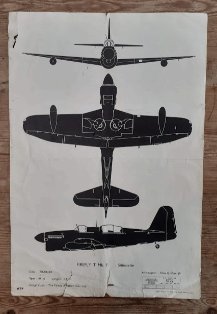 aircraft silhouette identification poster FIREFLY T Mk.7 aircraft silhouette identification poster FIREFLY T Mk.7