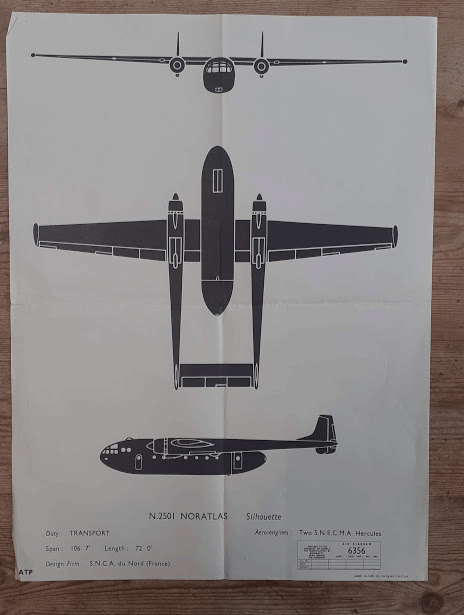 aircraft silhouette identification poster N.2501 NORATLAS aircraft silhouette identification poster N.2501 NORATLAS