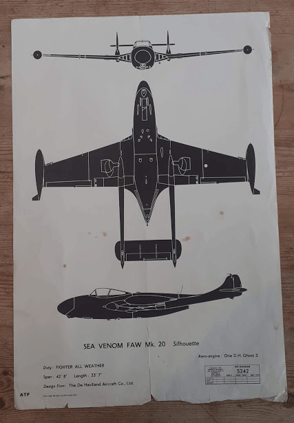 aircraft silhouette identification poster SEA VENOM FAW Mk.20 aircraft silhouette identification poster SEA VENOM FAW Mk.20