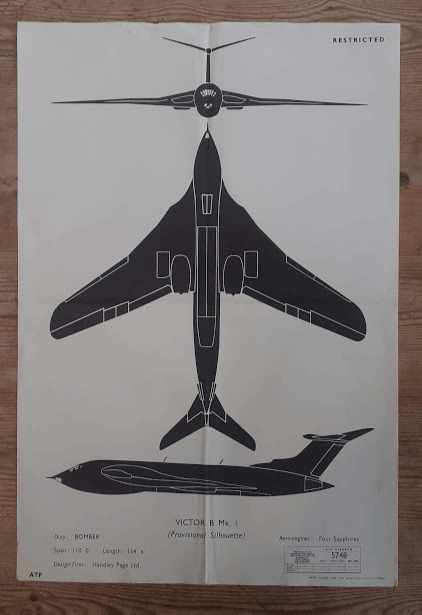 aircraft silhouette identification poster VICTOR B Mk 1 aircraft silhouette identification poster VICTOR B Mk 1
