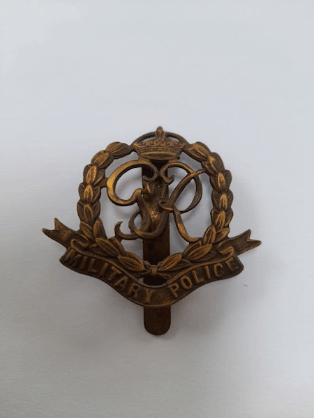 WW1 Military Police Cap Badge with slider Kings crown WW1 Military Police Cap Badge with slider Kings crown